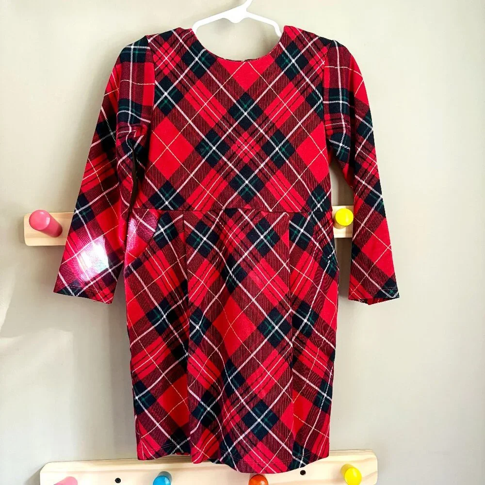 H&M Long Sleeved Tartan Dress w/ Pockets, 2-4y